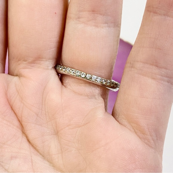 7.0 Kendra Scott Colette Crystal Pave Silver Ring - Picture 2 of 12